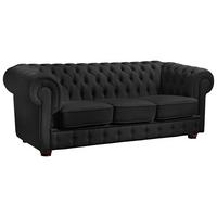 Chesterfield-Sofa Bridgeport Schwarz 3-Sitzer, Lederlook - Nussbaumfarben/Schwarz, Design, Textil (200/76/98cm) - Max Winzer