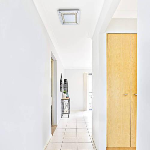 Led-deckenleuchte Thun Ø 24 Cm Quadratisch Mit Kristallglas - Opal/Weiß, Basics, Glas/Metall (24cm) - Näve