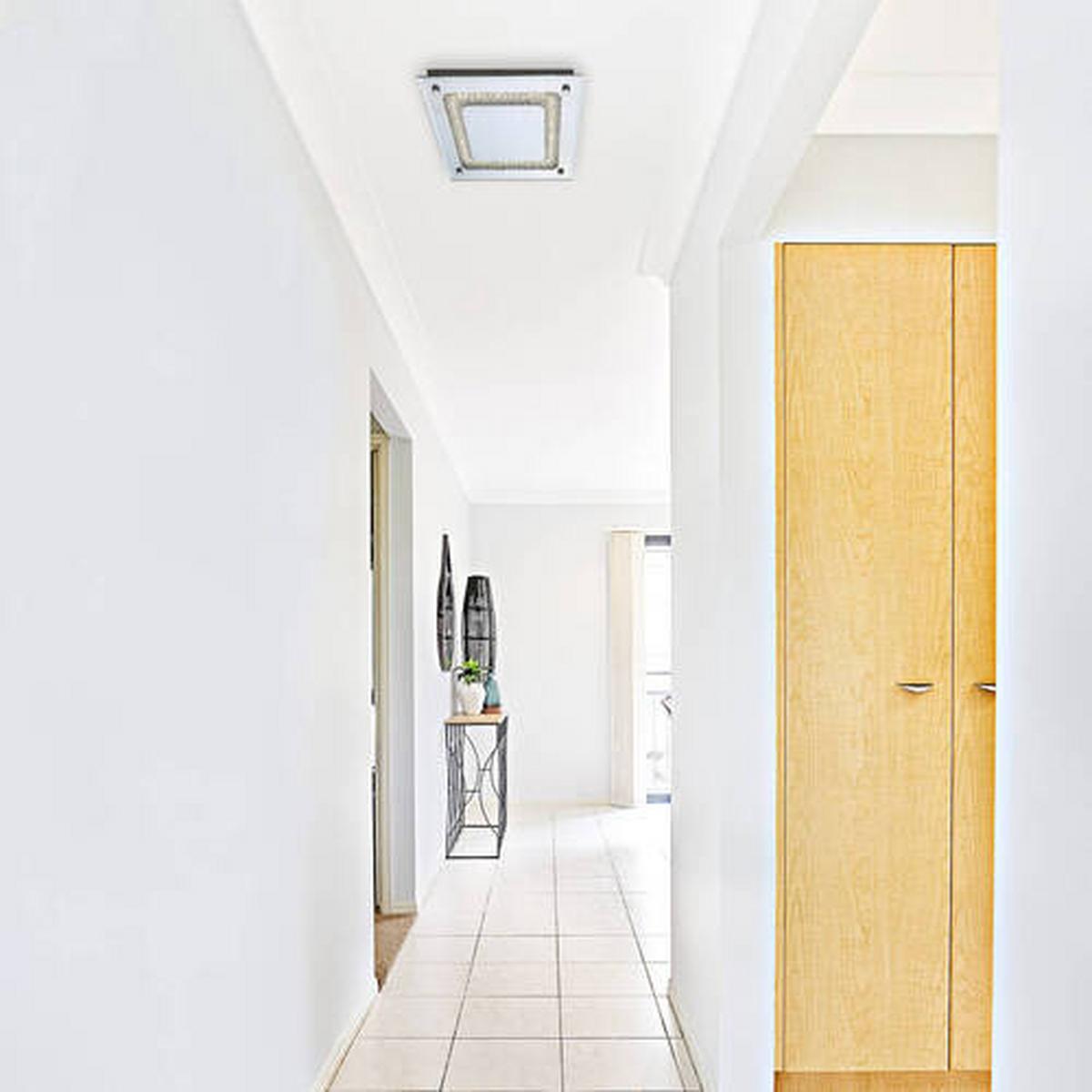 Led-deckenleuchte Thun Ø 24 Cm Quadratisch Mit Kristallglas - Opal/Weiß, Basics, Glas/Metall (24cm) - Näve