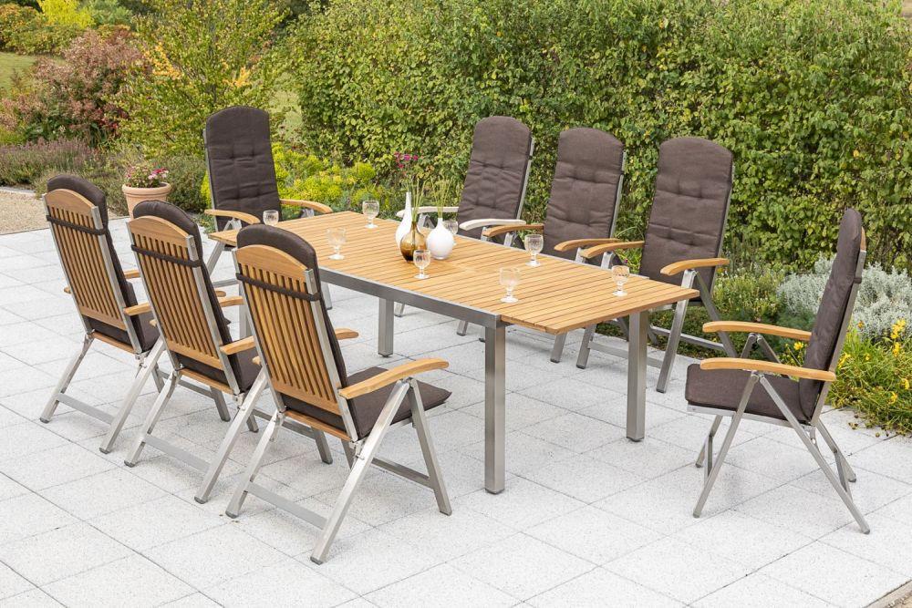 Gartengarnitur 9-tlg. Keros Holz/metall Mit Kissen