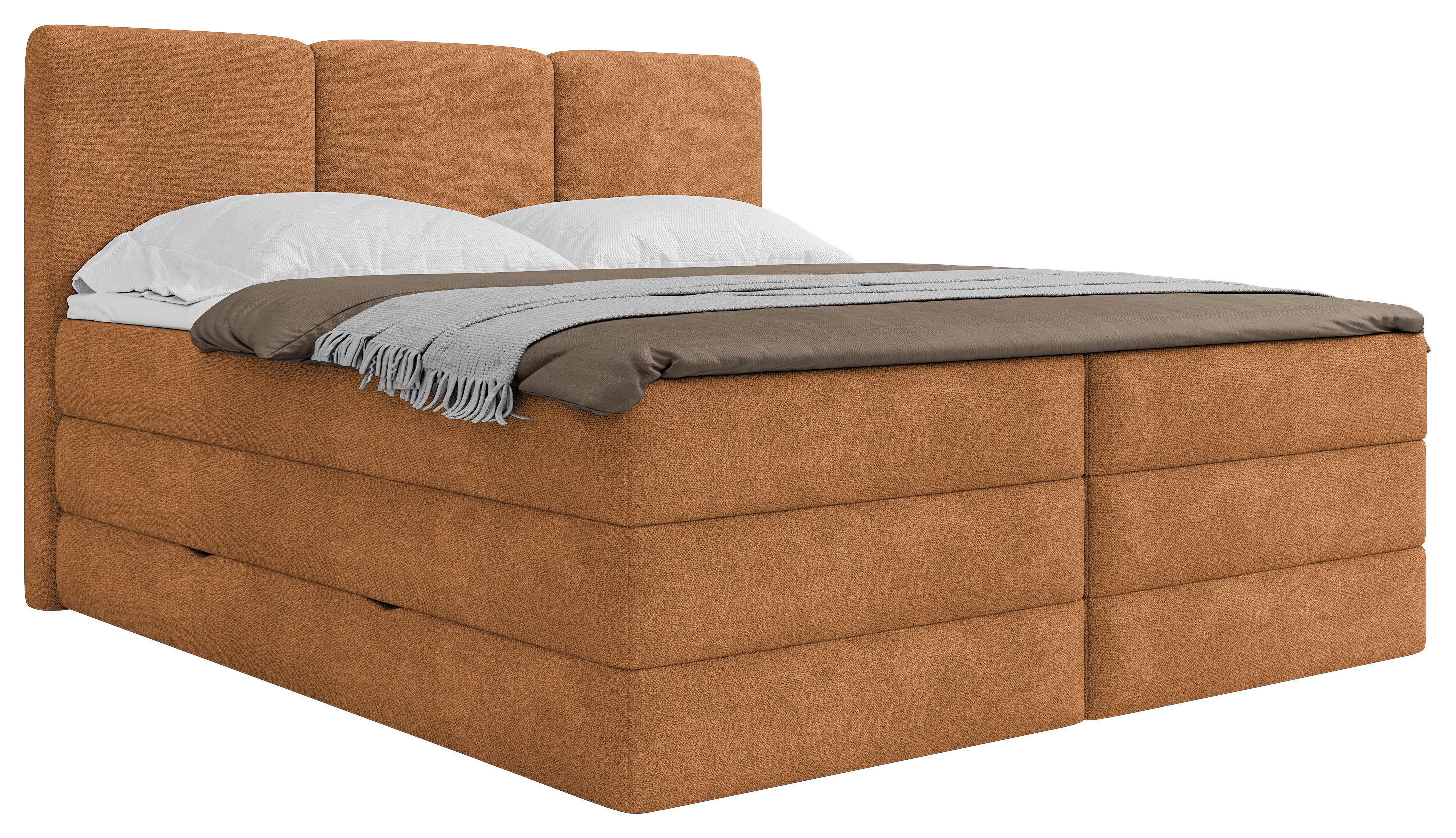 Boxspringbett mit Topper & Bettkasten 160x200 Castel K - Rostfarben/Schwarz, MODERN, Holz/Holzwerkstoff (160/200cm) - MID.YOU