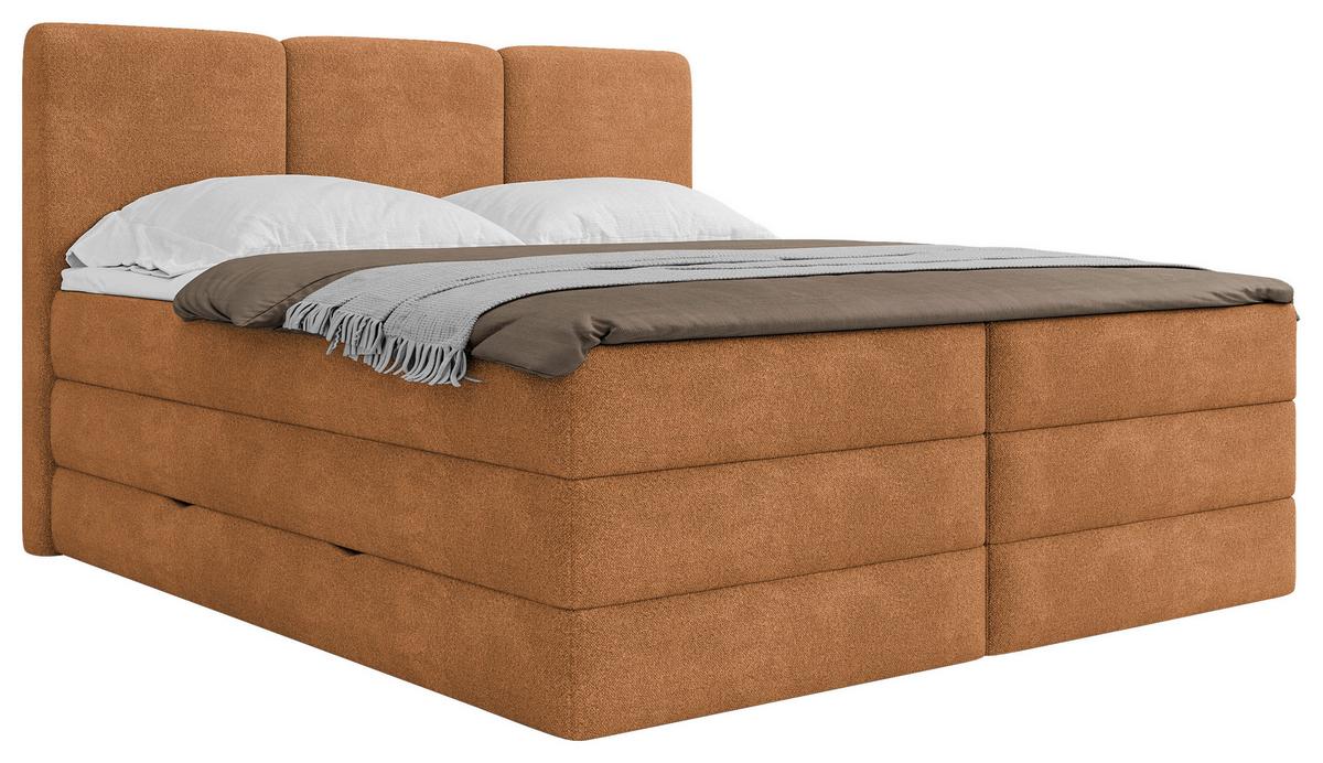 Boxspringbett Mit Topper & Bettkasten 160x200 Castel K - Rostfarben/Schwarz, MODERN, Holz/Holzwerkstoff (160/200cm) - MID.YOU