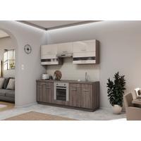 Konyhablokk Corina 2 - bézs/tölgyfa színű, Modern, műanyag/Üveg (220/214.9/60cm) - Best Price