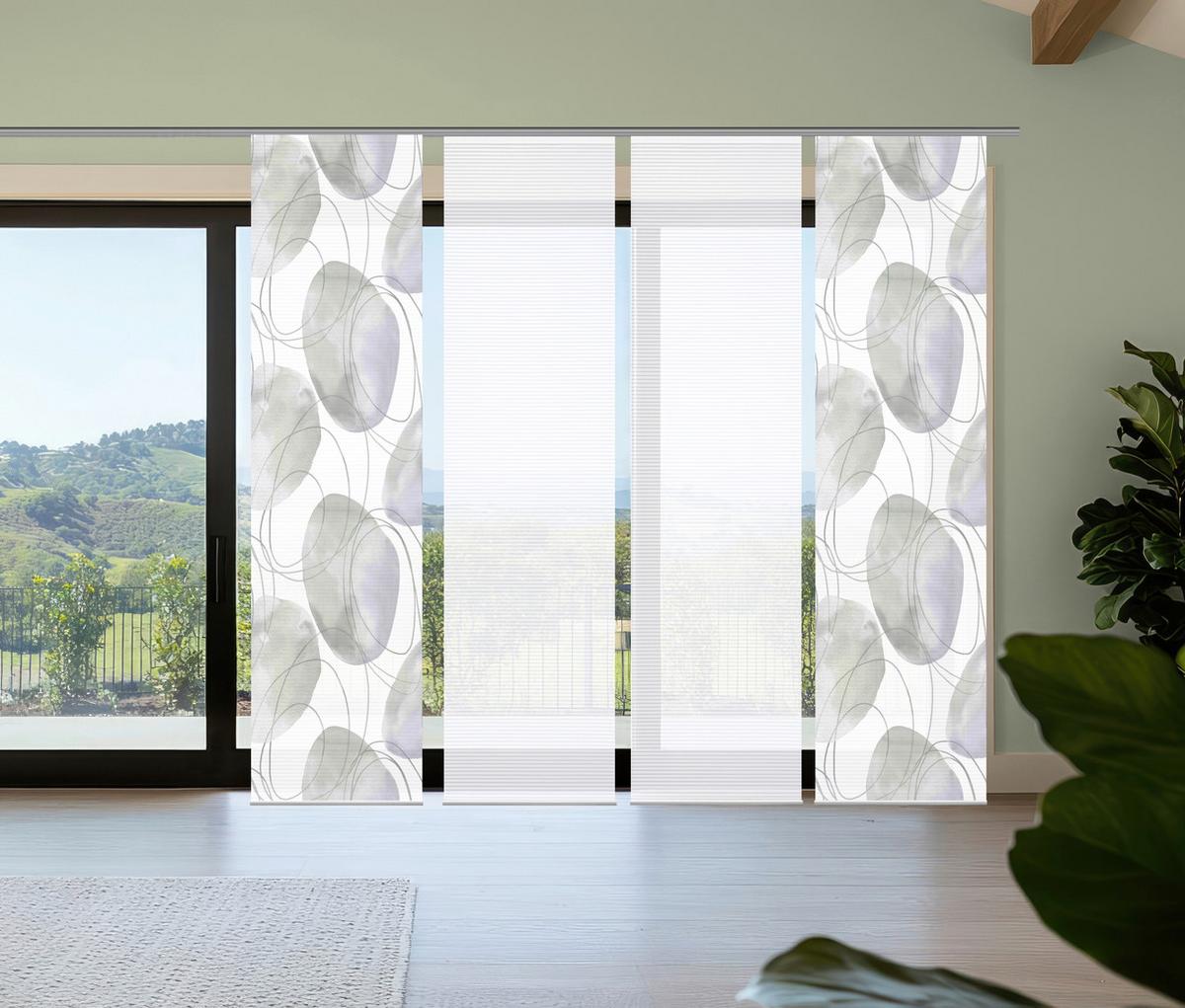 Flächenvorhang Ellrik 4er Set - Flieder/Weiß, Natur, Textil (60/245cm)