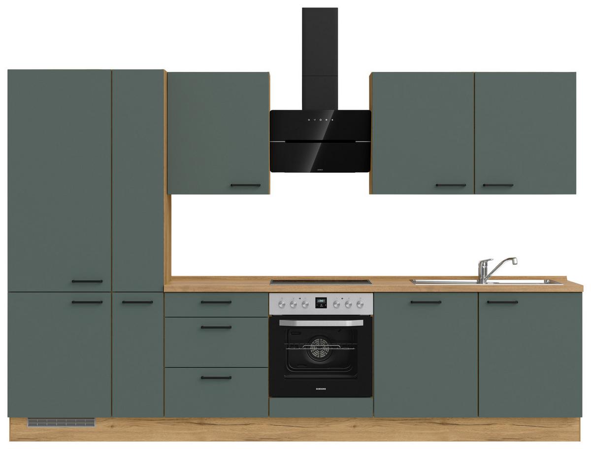 Küchenleerblock Easytouch High-Line, H11 Links - Dunkelgrün/Eichefarben, MODERN, Holzwerkstoff (330cm) - Nobilia