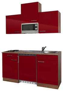 Platzsparend und schick inklusive Mikrowelle Platzsparende Küche mit Kühlschrank und Mikrowelle