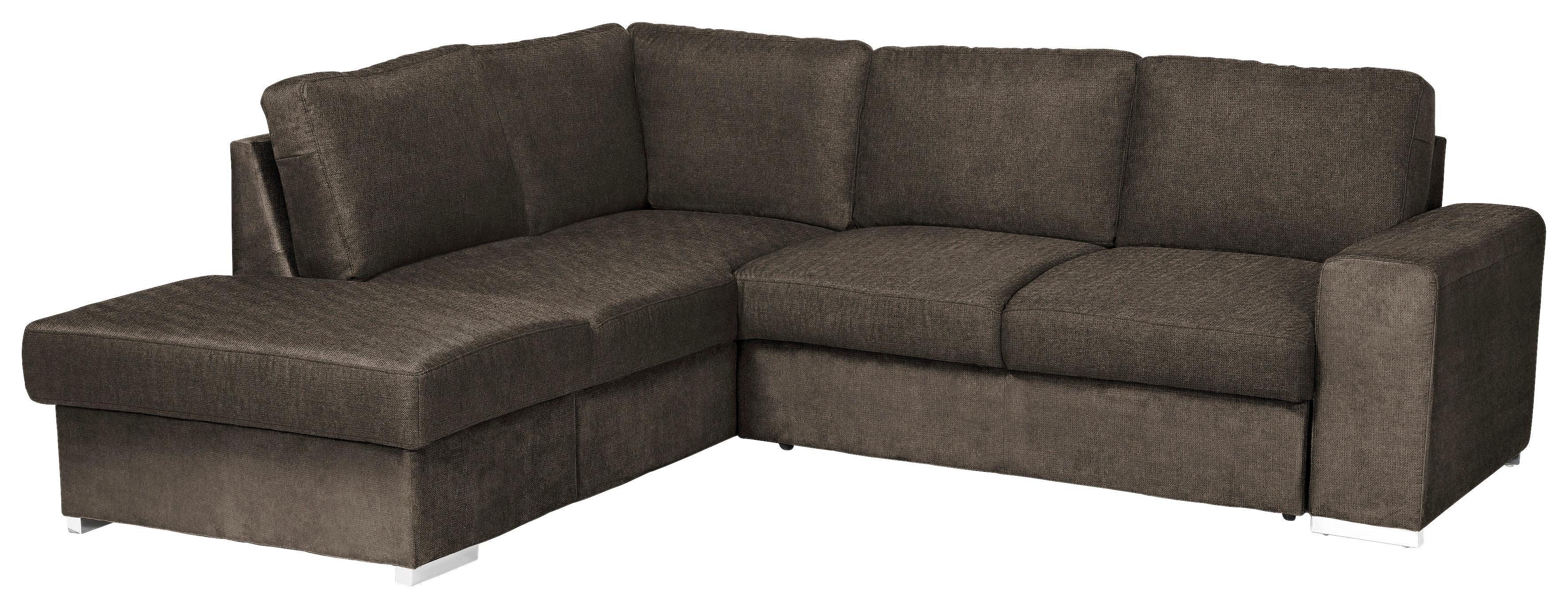 Eckosfa mit Schlaffunktion Eddi inkl. Bettkasten Dunkelbraun - Chromfarben/Dunkelbraun, KONVENTIONELL, Textil (213/248cm) - MID.YOU