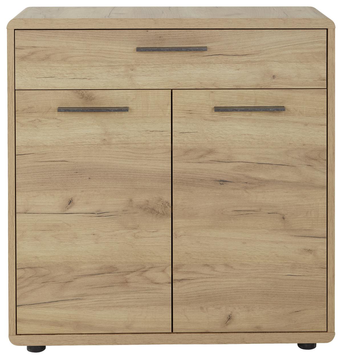 Komoda FONTANA FONTANA - čierna/farba duba, Modern, kompozitné drevo/plast (84/90/32cm)