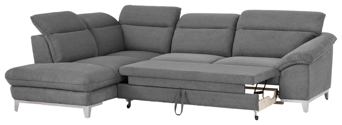 Ecksofa Mit Schlaffunktion Teresa Dunkelgrau 232x293 Cm - Chromfarben/Dunkelgrau, Design, Textil (232/293cm) - Livetastic