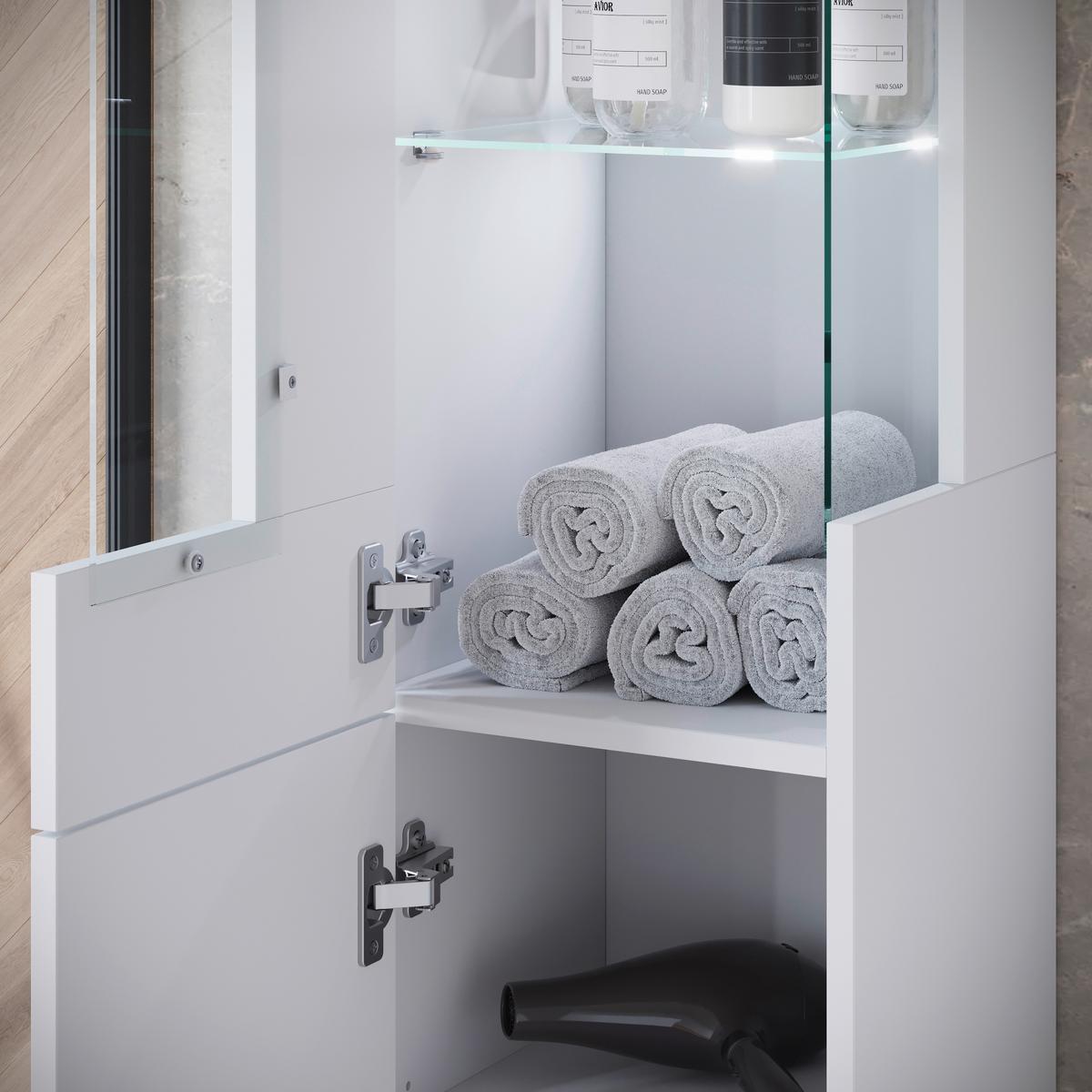 Badezimmer Narobi Weiß B: 120,4 cm - Weiß Hochglanz/Weiß, Trend, Glas/Keramik (120,4cm) - P & B