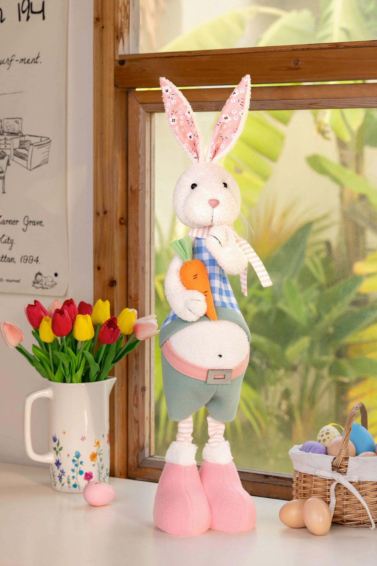 Osterhase Frederik - Blau/Pink, KONVENTIONELL, Kunststoff/Textil (15/11/69-80cm) - Luca Bessoni