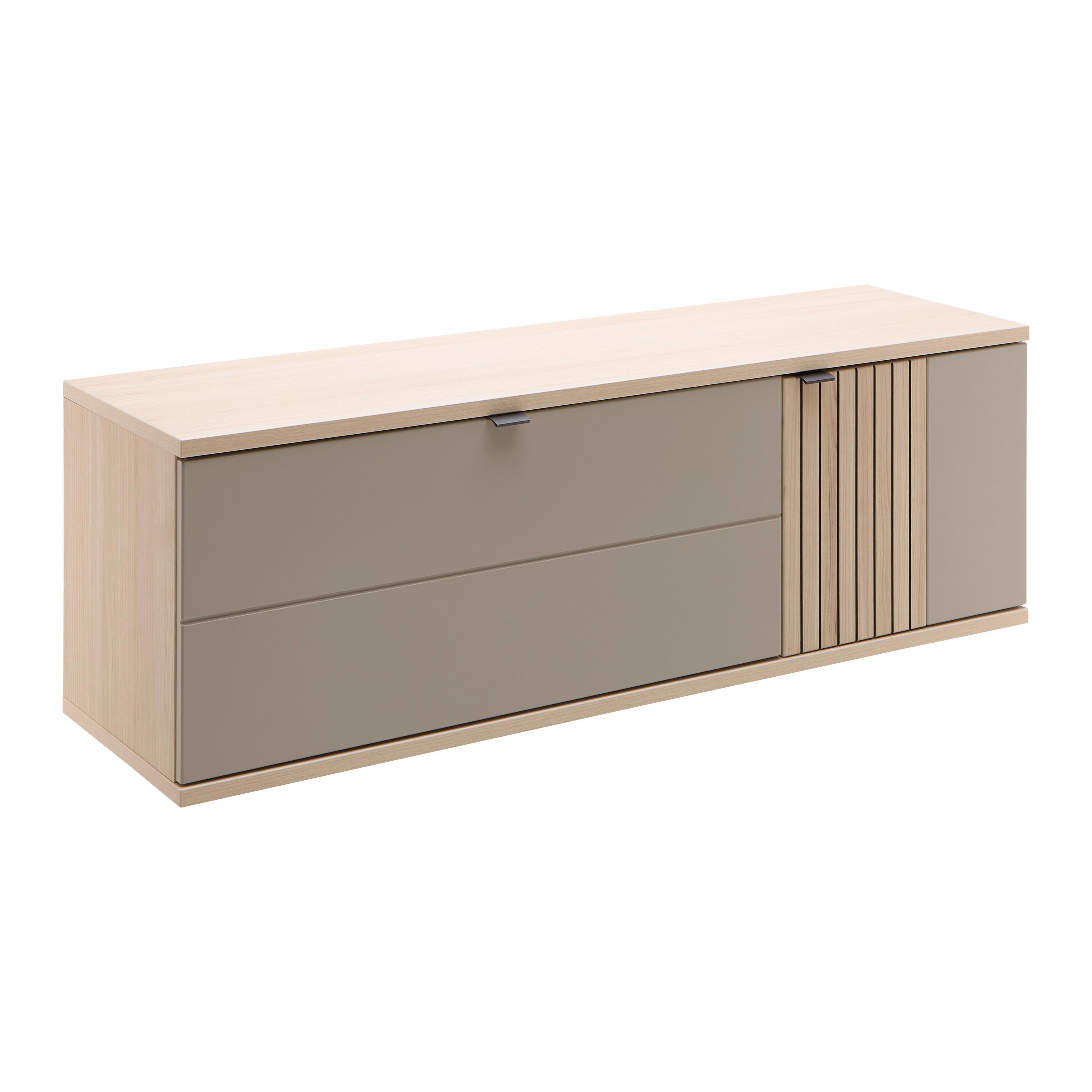 Závěsná skřiňka PISA Taupe/dekor dub - barvy dubu/černá, Moderní, kov/kompozitní dřevo (133/43/38cm) - Mömax