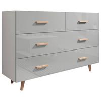 Komoda SWEDEN - bílá/světle šedá, Design, dřevo/kompozitní dřevo (125/79,6/35cm) - MID.YOU