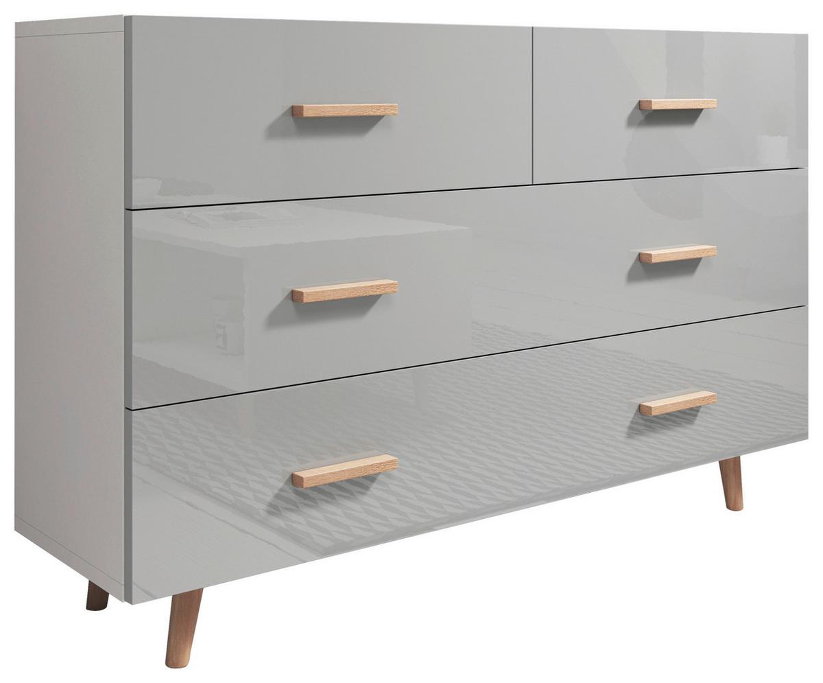 Komoda SWEDEN - bílá/světle šedá, Design, dřevo/kompozitní dřevo (125/79,6/35cm) - MID.YOU