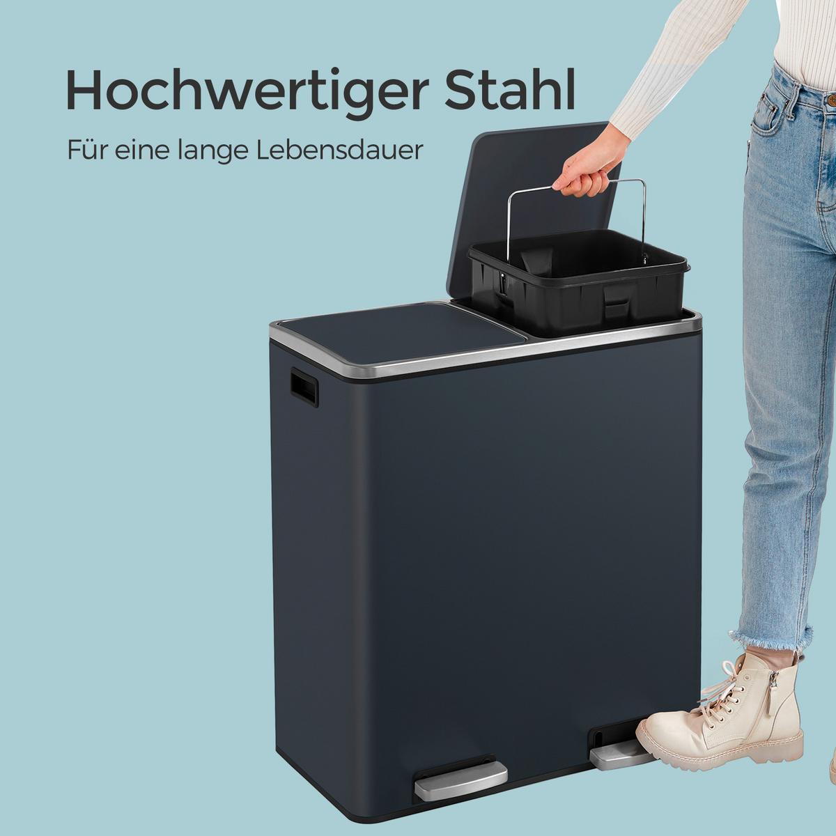 Abfallsammler Grau B: 58,5 Cm - Schwarz/Grau, Basics, Kunststoff/Metall (58,5/65/36cm)