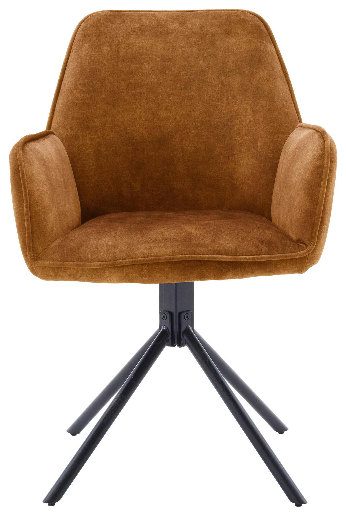 ŽIDLE S PODRUČKAMI OTTAWA - curry žlutá/černá, Moderní, kov/textil (60/89/64cm) - Premium Living