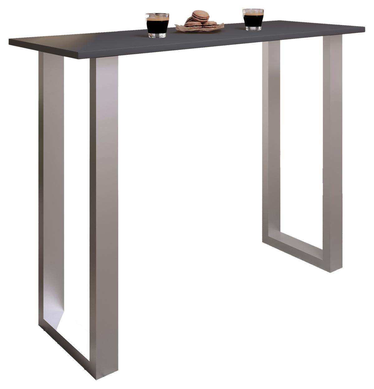 Bartisch Xona B 140x50 - Anthrazit/Silberfarben, KONVENTIONELL, Holzwerkstoff/Metall (140/50/102cm)