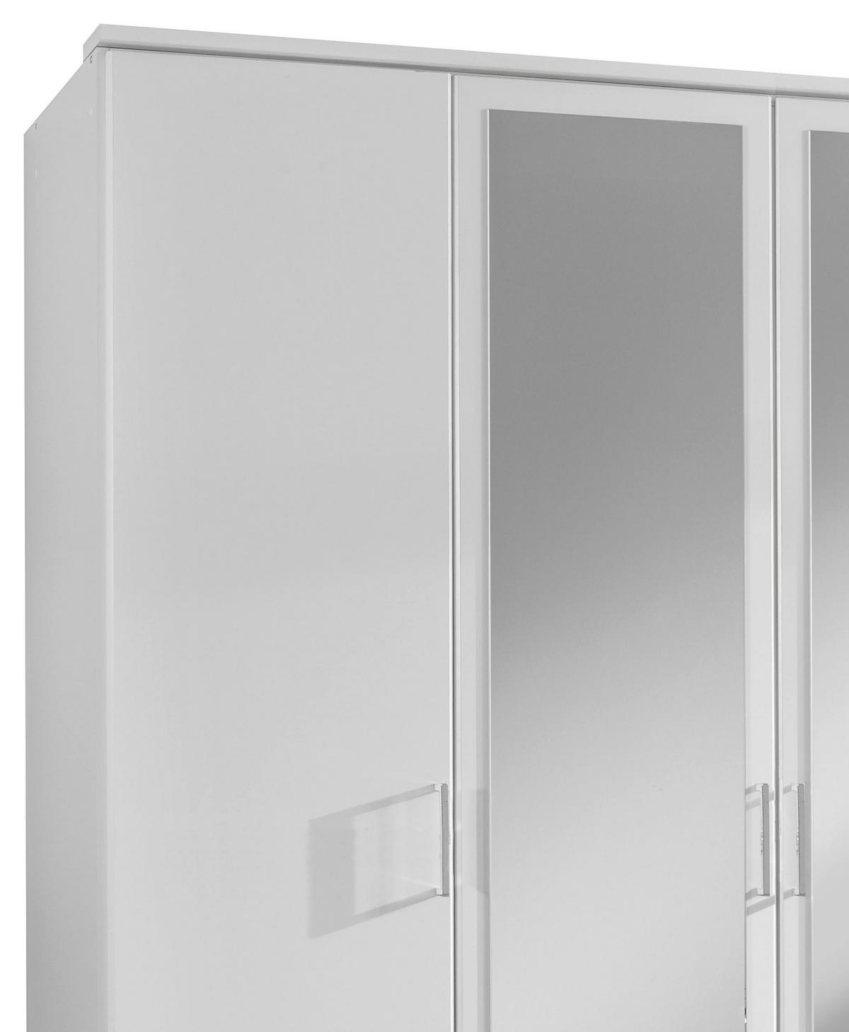 Drehtürenschrank Mit Spiegel 180cm Osaka, Weiß Dekor - Weiß, KONVENTIONELL, Glas/Holzwerkstoff (180/199/58cm) - MID.YOU