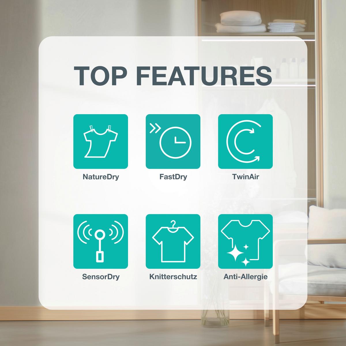 Wärmepumpentrockner Weiß B: 60cm - Weiß, Trend, Glas/Kunststoff (60/85/62,5cm) - Hisense