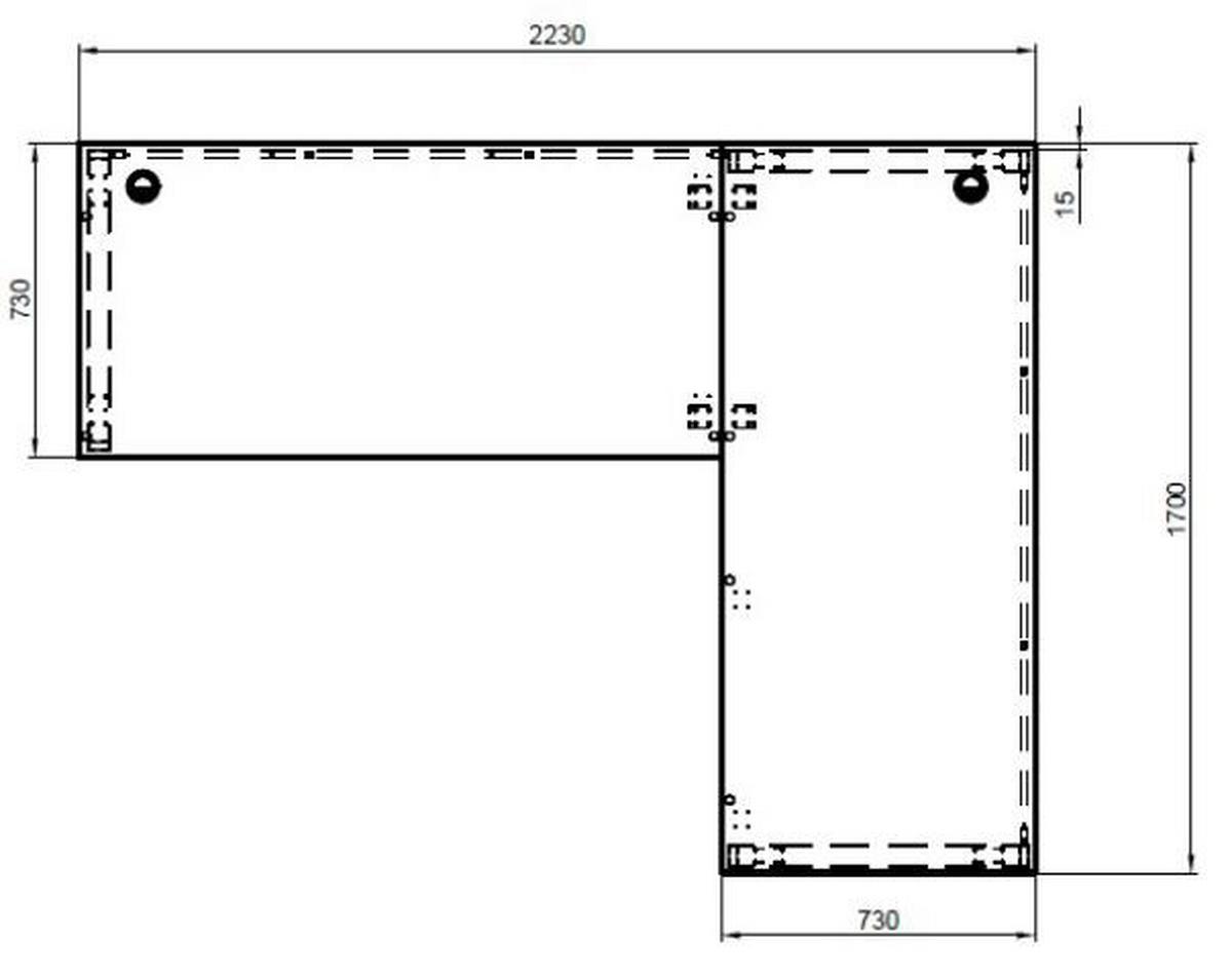 Eckschreibtisch B 223cm H 77cm Office Lux, Lichtgrau - Hellgrau/Alufarben, Design, Holzwerkstoff/Metall (170+223/77/73cm) - MID.YOU