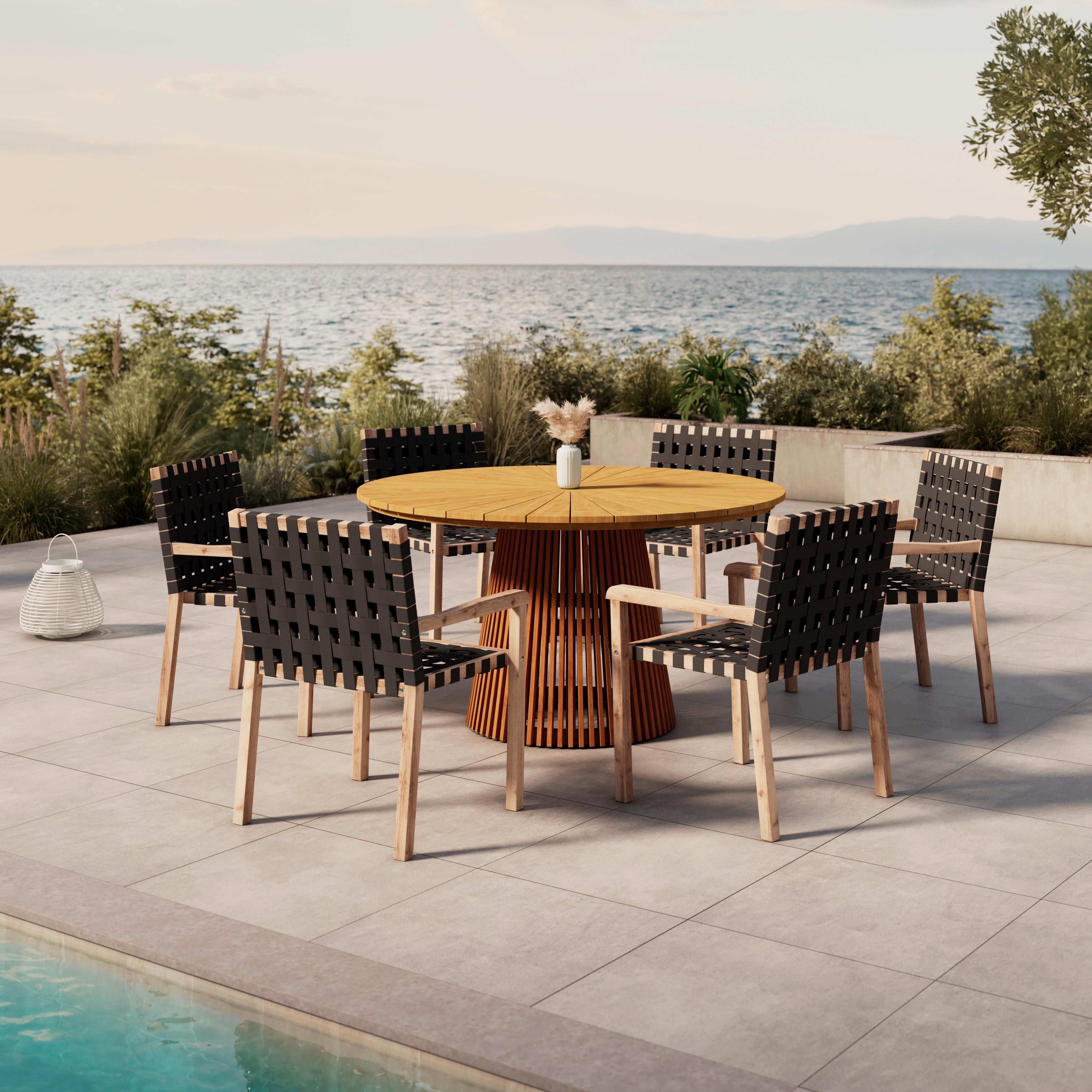 SADA ZÁHRADNÝCH KRESIEL LAURIA - čierna/farba akácie, Modern, drevo/textil (61/84/59cm) - Bessagi Garden