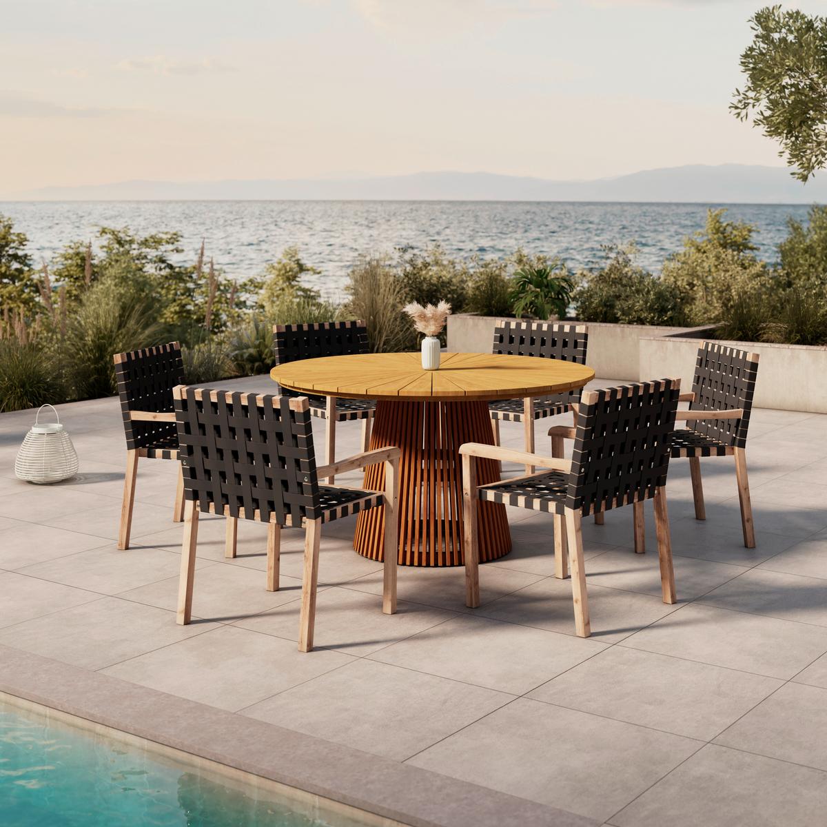 SADA ZÁHRADNÝCH KRESIEL LAURIA - čierna/farba akácie, Modern, drevo/textil (61/84/59cm) - Bessagi Garden