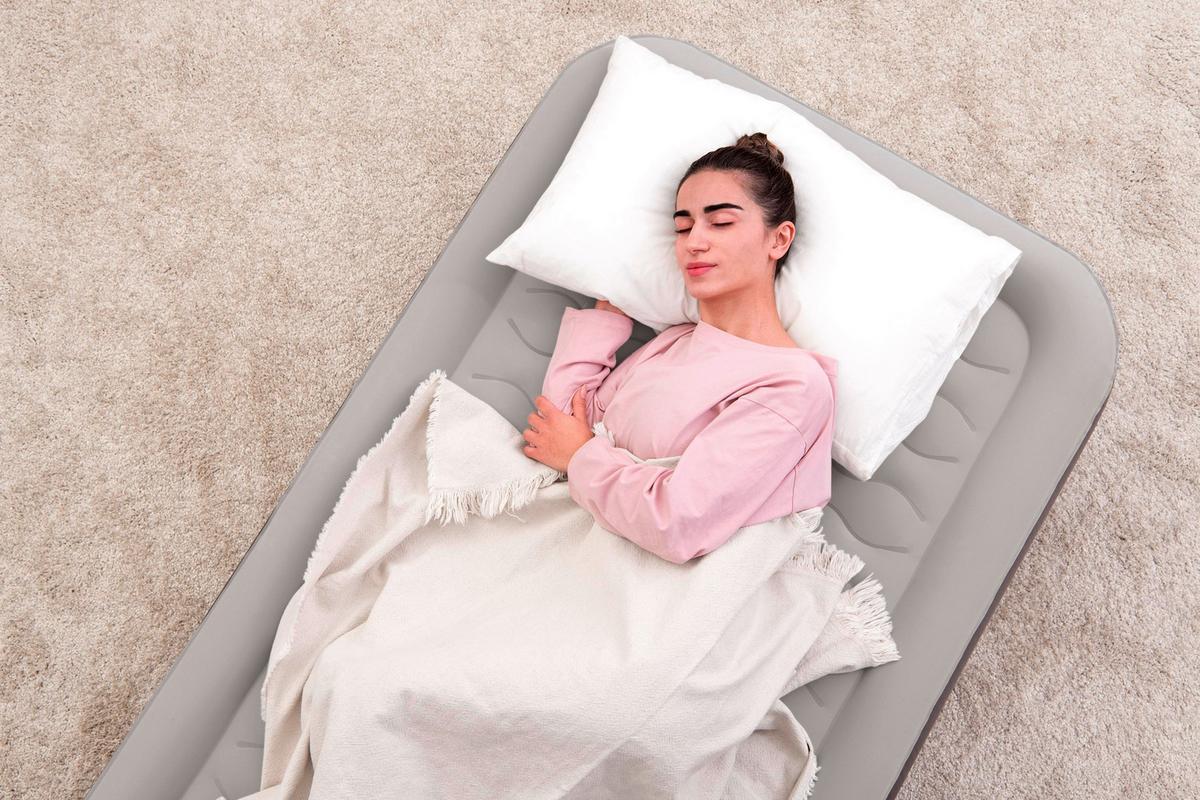 Luftbett Anita 191x97x46 cm Bis 180kg, inkl. Pumpe - Braun/Grau, KONVENTIONELL, Kunststoff/Metall (191/97/46cm) - Bestway