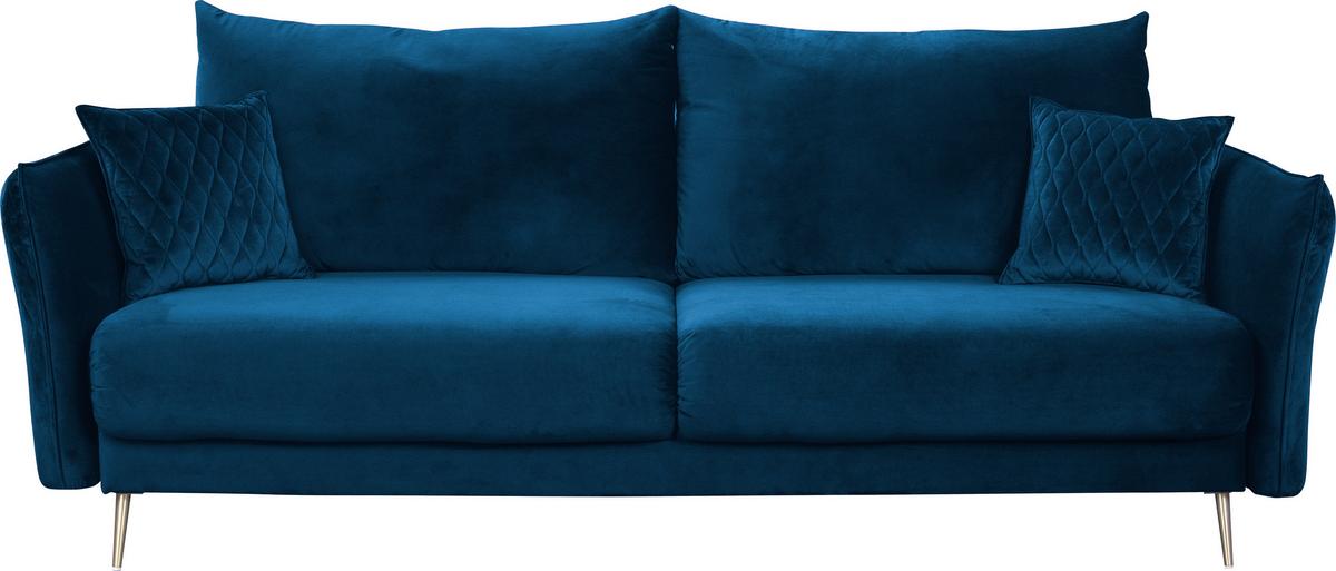 2-sitzer-sofa Mit Schlaffunktion Empoli B: 235cm - Blau/Goldfarben, Design, Textil (235/96/104cm) - MID.YOU
