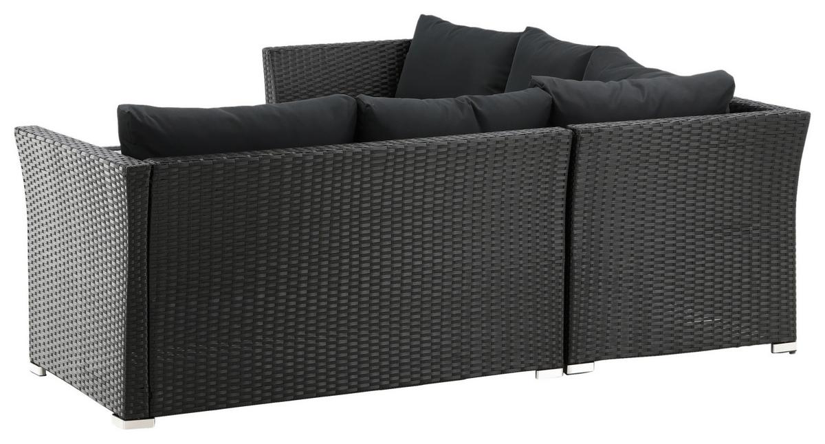 Loungegarnitur 4-tlg Haiti Aus Kunststoff Mit Kissen - Schwarz, KONVENTIONELL, Kunststoff - Gardenson