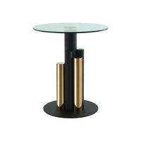 Beistelltisch Mit Glasplatte Rund Ontario, Klar/gold - Goldfarben, MODERN, Glas/Metall (46/46/52cm) - Kayoom