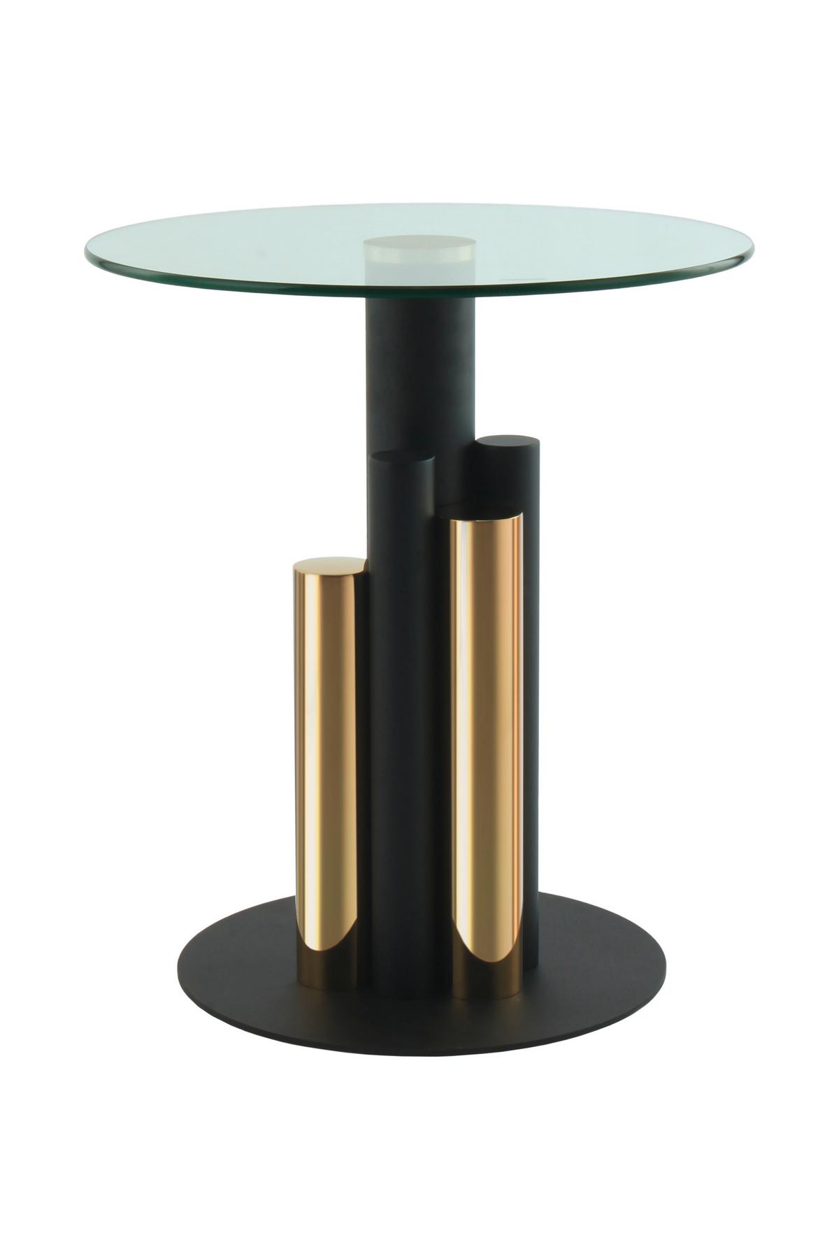 Beistelltisch Mit Glasplatte Rund Ontario, Klar/gold - Goldfarben, MODERN, Glas/Metall (46/46/52cm) - Kayoom