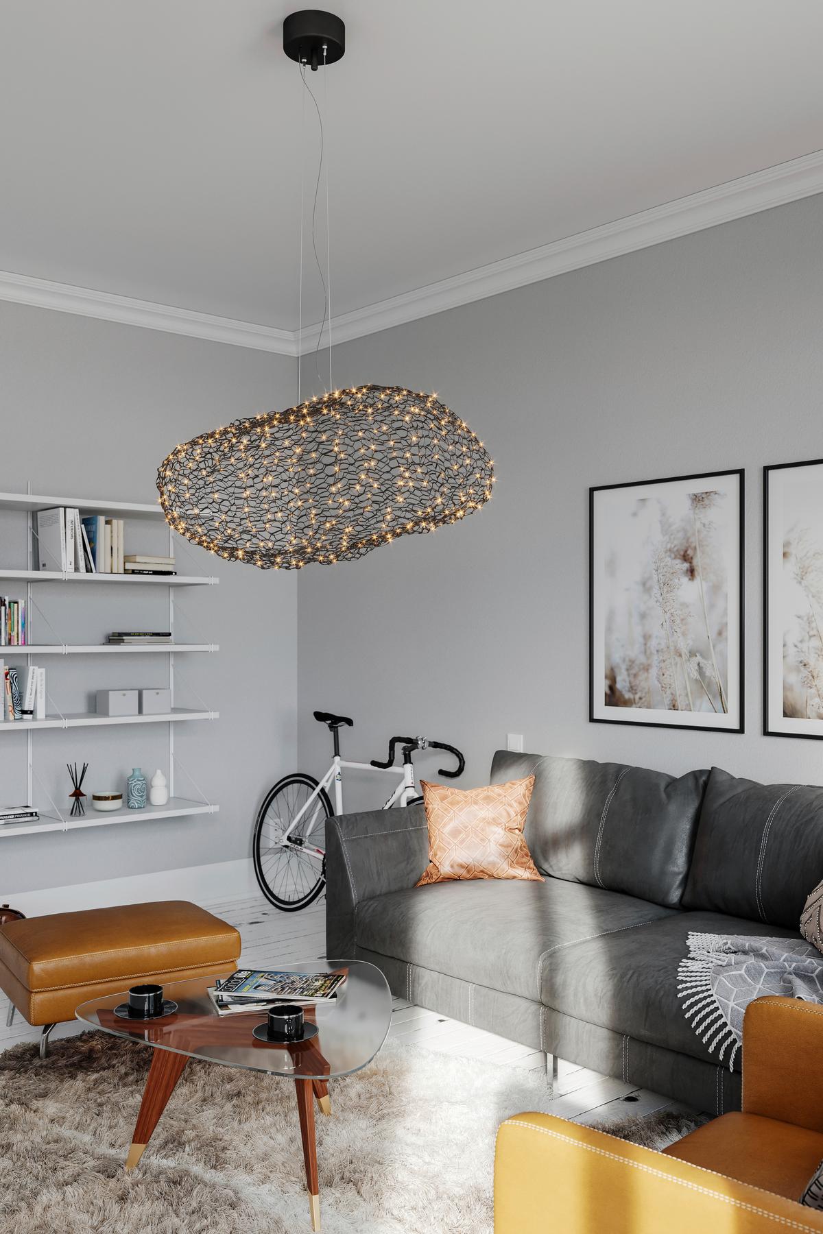 LED-Hängeleuchte Hayden H: 115 cm 1-Flammig - Schwarz, Design, Metall (115/37/50cm) - By Rydéns