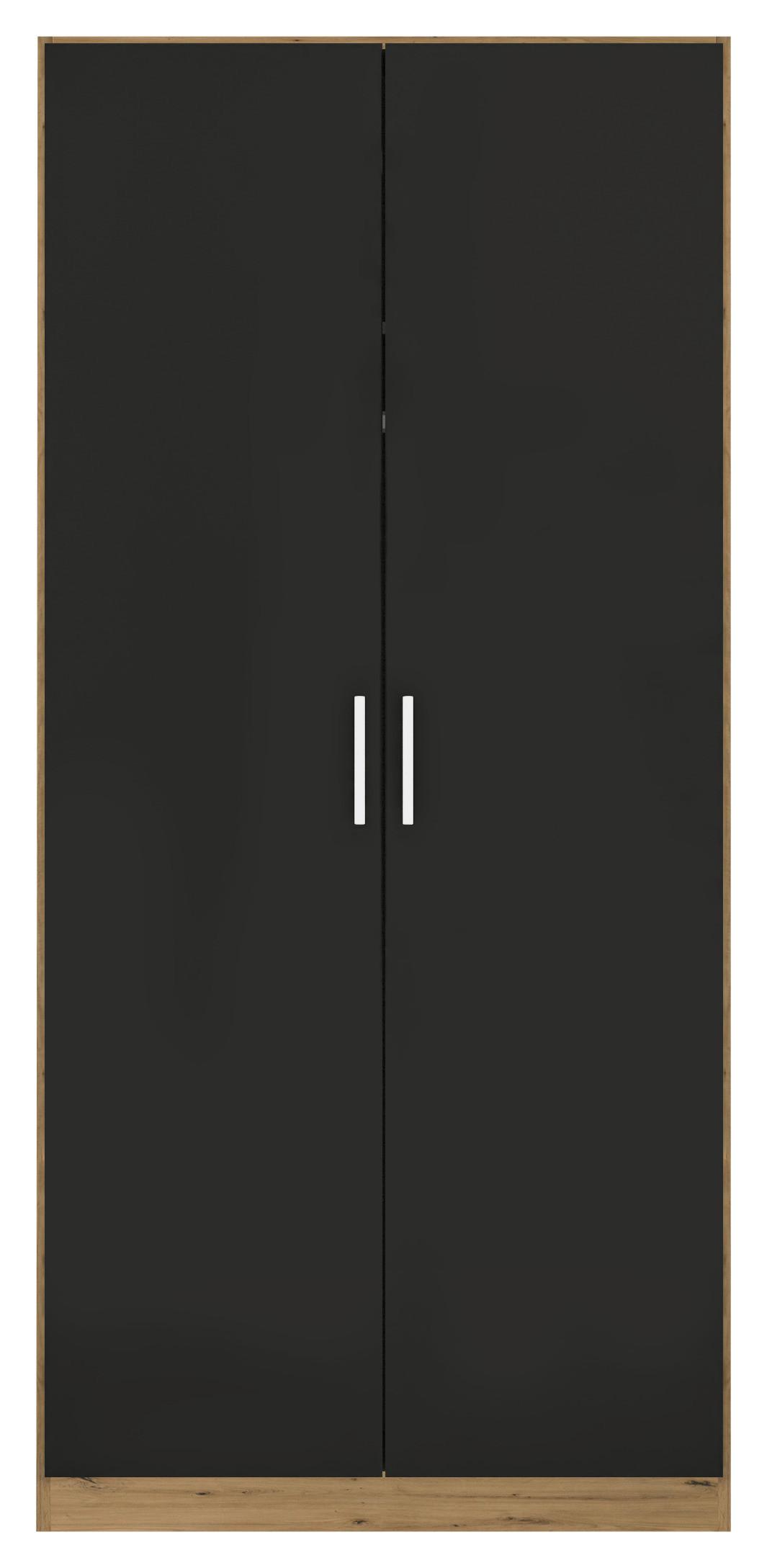 Drehtürenschrank 91 cm Berlin Eiche Dekor/Grau - Eiche Artisan/Grau, MODERN, Holzwerkstoff (91/197/54cm) - Rauch Möbel
