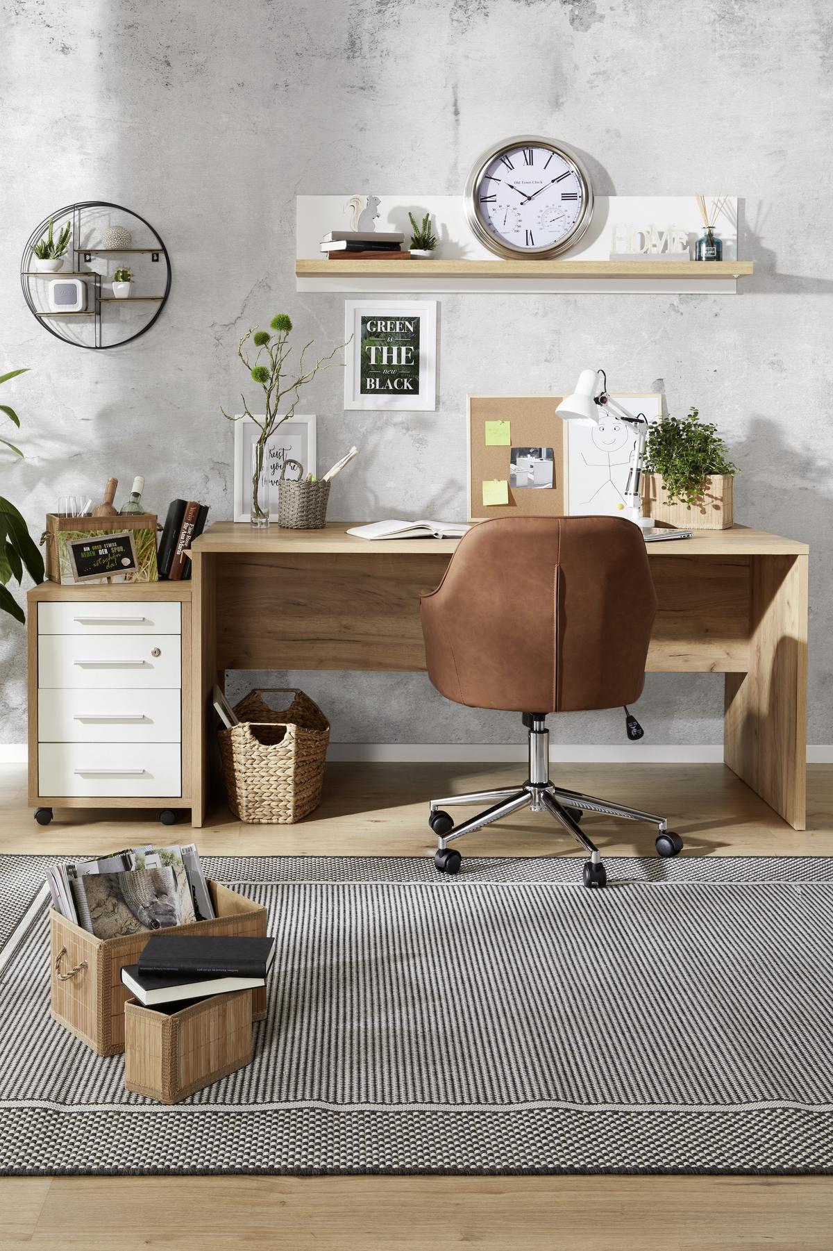Schreibtisch B 160cm H 76cm Profi, Eiche Dekor - Eichefarben, MODERN, Holzwerkstoff (160/76/80cm) - Ondega