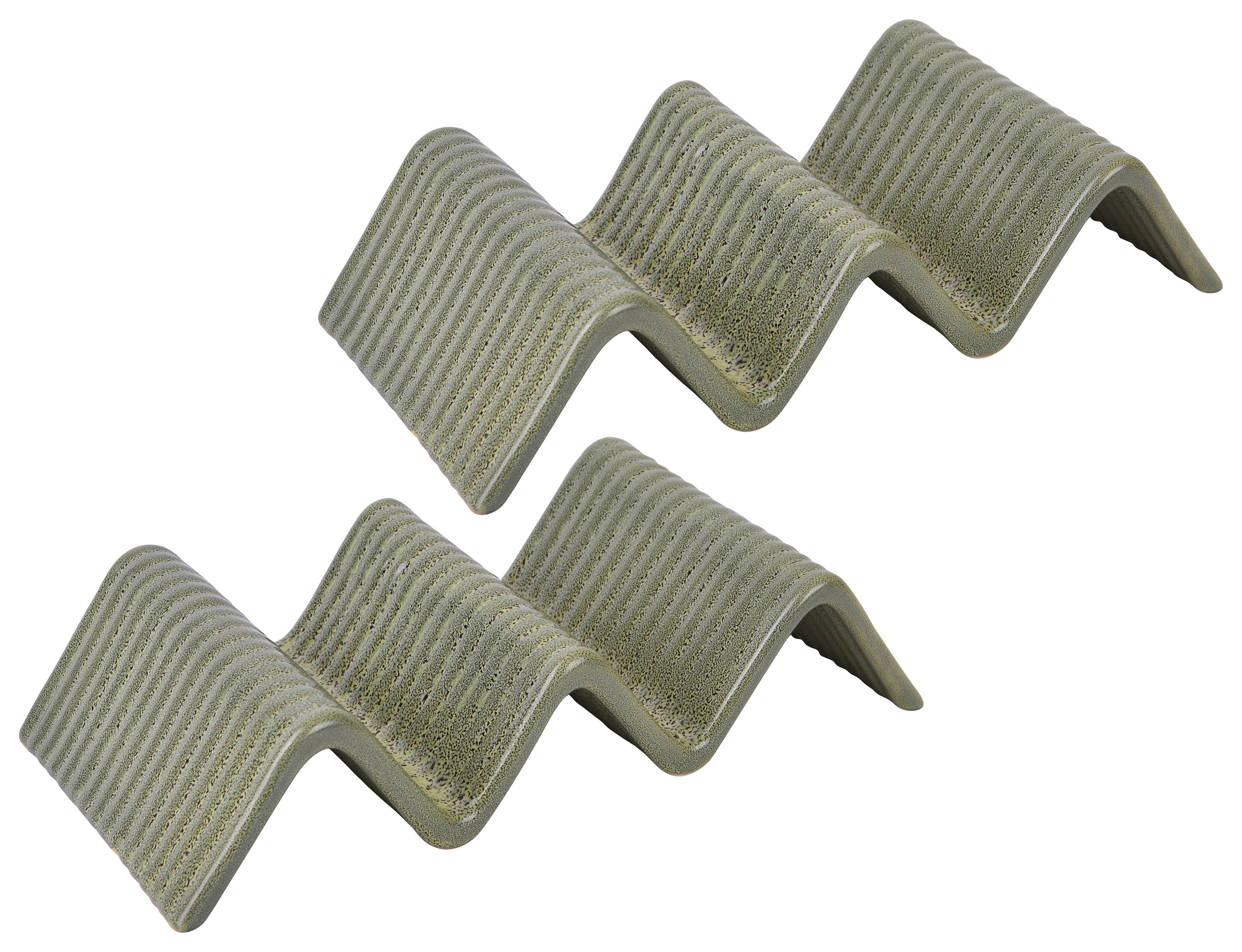 Servierschalenset Aus Keramik Street, 22x10,5 cm, 2--teilig. - Grün, Basics, Keramik (10,5/22cm) - Creatable