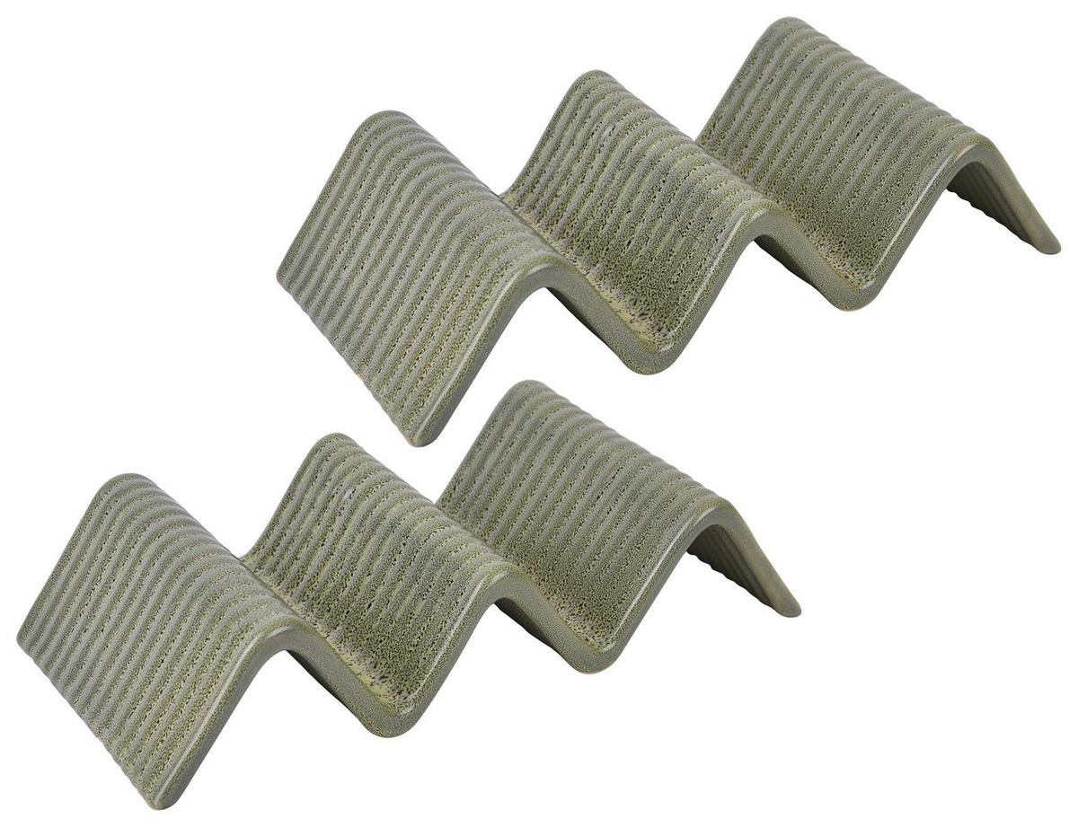 Servierschalenset Aus Keramik Street, 22x10,5 cm, 2--teilig. - Grün, Basics, Keramik (10,5/22cm) - Creatable