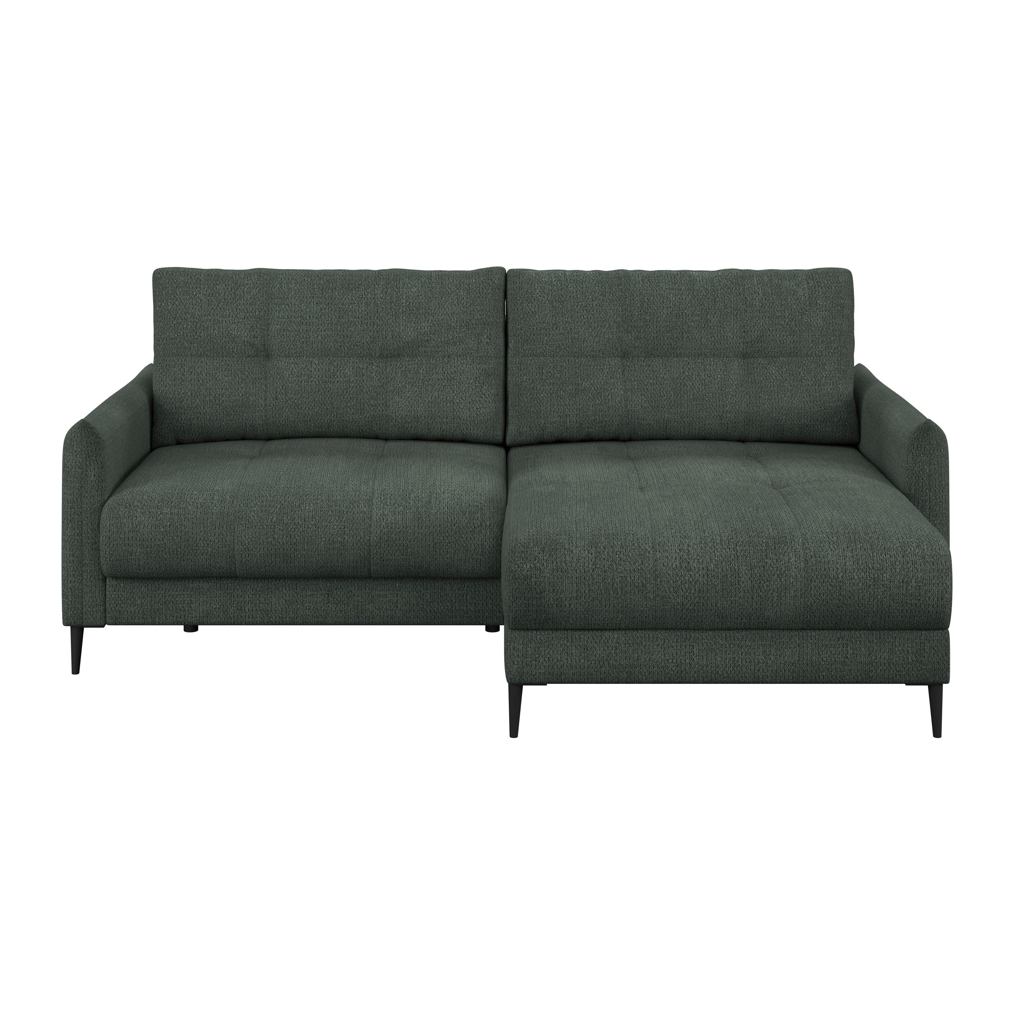 Ecksofa Polis Webstoff dunkelgrün, 221x142cm