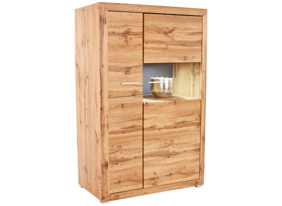 Vitrína Tizio - šedá/barvy dubu, Moderní, dřevěný materiál/sklo (103,8/151/41cm) Vitrína Tizio - šedá/barvy dubu, Moderní, dřevěný materiál/sklo (103,8/151/41cm)