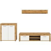 Wohnwand Jam Eiche Dekor Weiß 3-Teilig B: 255 Cm - Eiche Wotan/Schwarz, Design, Holzwerkstoff (255/159/35cm) - MID.YOU