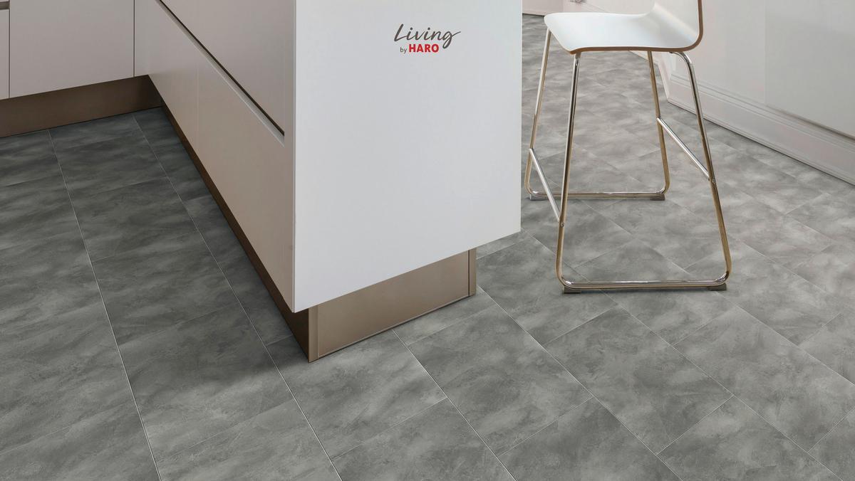 Vinylboden Fliesenoptik Grau /dunkelgrau Klick-Vinyl - Dunkelgrau/Grau, Design, Holzwerkstoff (63,1/31,3/0,65cm) - Living by HARO