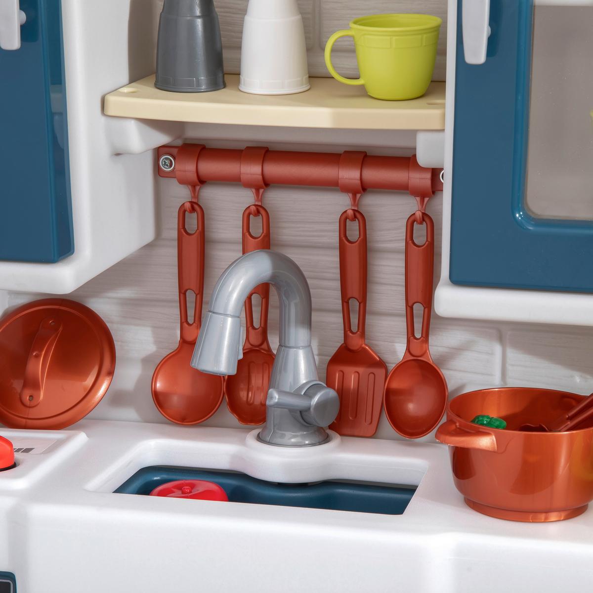 Spielküche Modernes Landhaus Kunststoff Ab 1,5 Jahre, Sound - Blau/Weiß, Basics, Kunststoff (76,2/121,9/27,9cm) - Ambia Garden