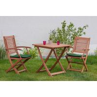 Gartentischgruppe Cordoba 3 -teilig. Grün/Naturfarben - Eukalyptusholzfarben/Grün, KONVENTIONELL, Holz/Textil - Gardenson