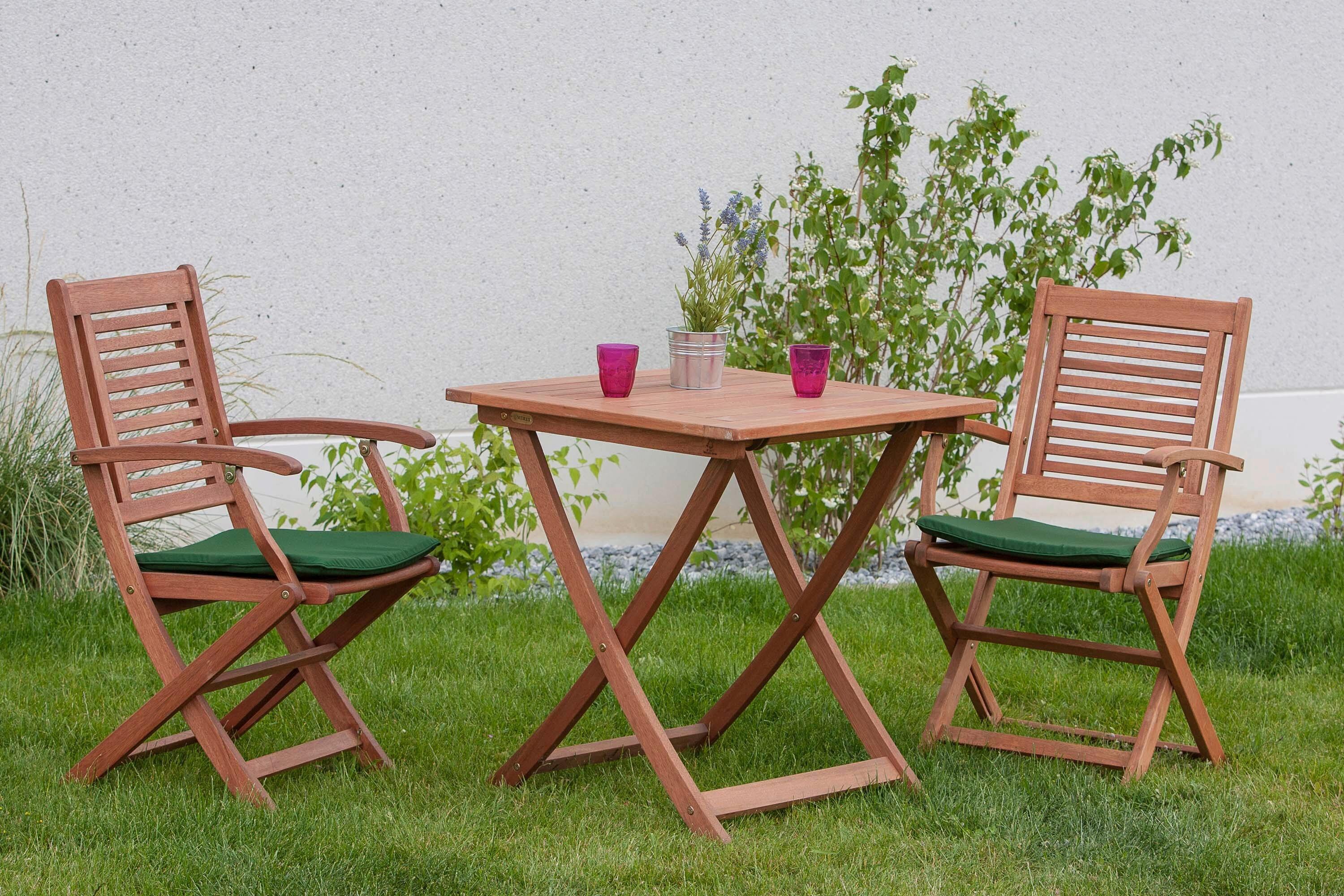 Gartentischgruppe Cordoba 3 -teilig. Grün/Naturfarben