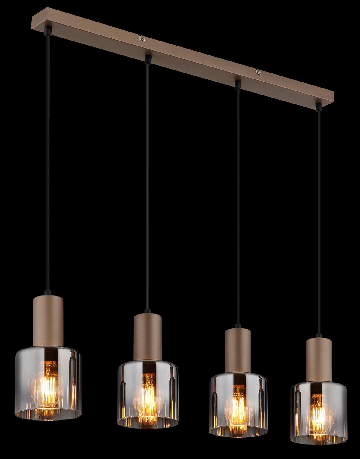 HÄNGELEUCHTE Exkl. 4xE27, 40W - Klar/Chromfarben, Design, Glas/Kunststoff (78/12/150cm) - Globo