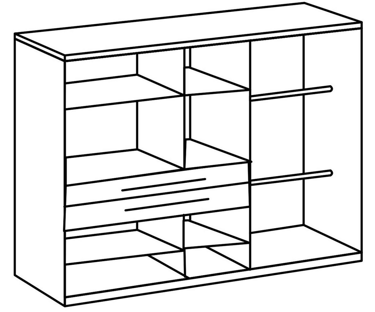 Šatníková skrińa LUMIO, šírka 225 cm - kašmírová/strieborná, Konventionell, kompozitné drevo/sklo (225/208/65cm) - Modern Living