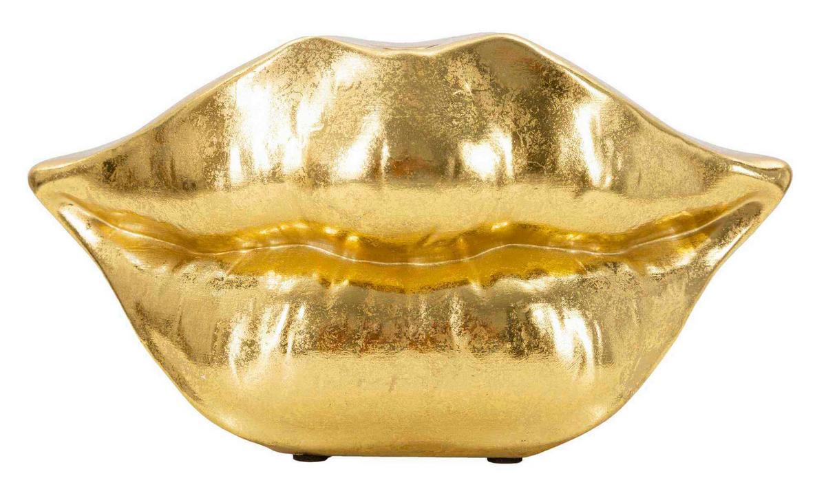Vase Mouth Lip Goldfarben B: 23 cm - Goldfarben, Basics, Kunststoff (23/12/8cm)