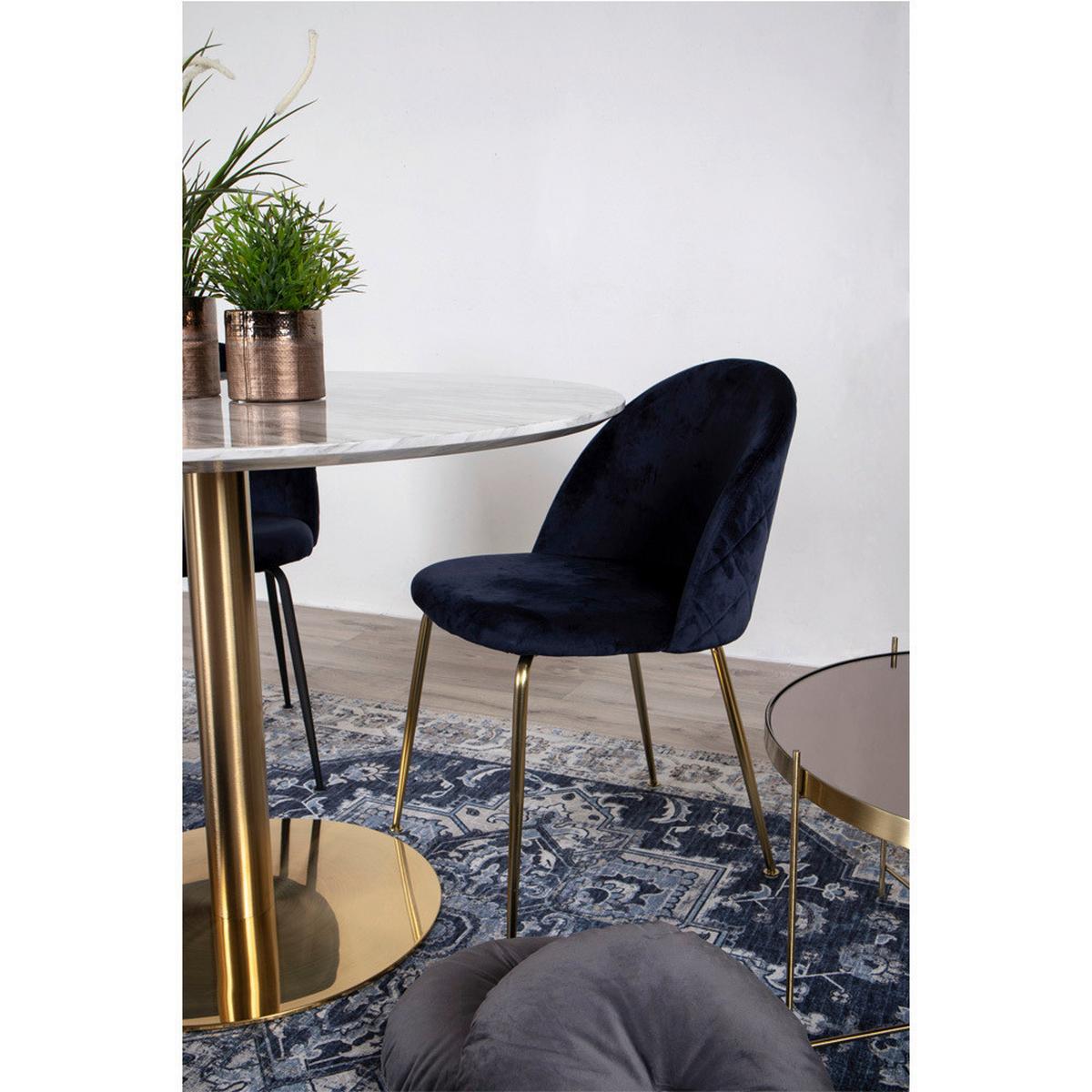 Stuhl-Set Geneve Blau B: 51 cm - Blau/Messingfarben, MODERN, Textil/Metall (51/78/56cm) - MID.YOU