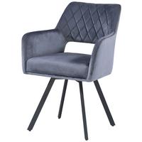 Vierfußstuhl Vicky Grau Gepolstert, Samt - Schwarz/Grau, MODERN, Textil/Metall (57/86/61cm)