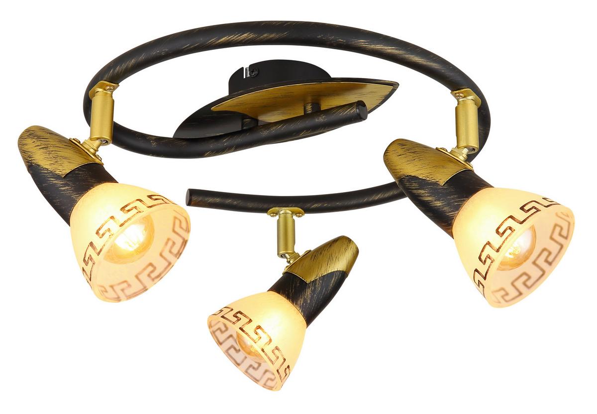 Strahler 5449-3 - Goldfarben/Schwarz, Basics, Glas/Metall (30/17cm) - Globo