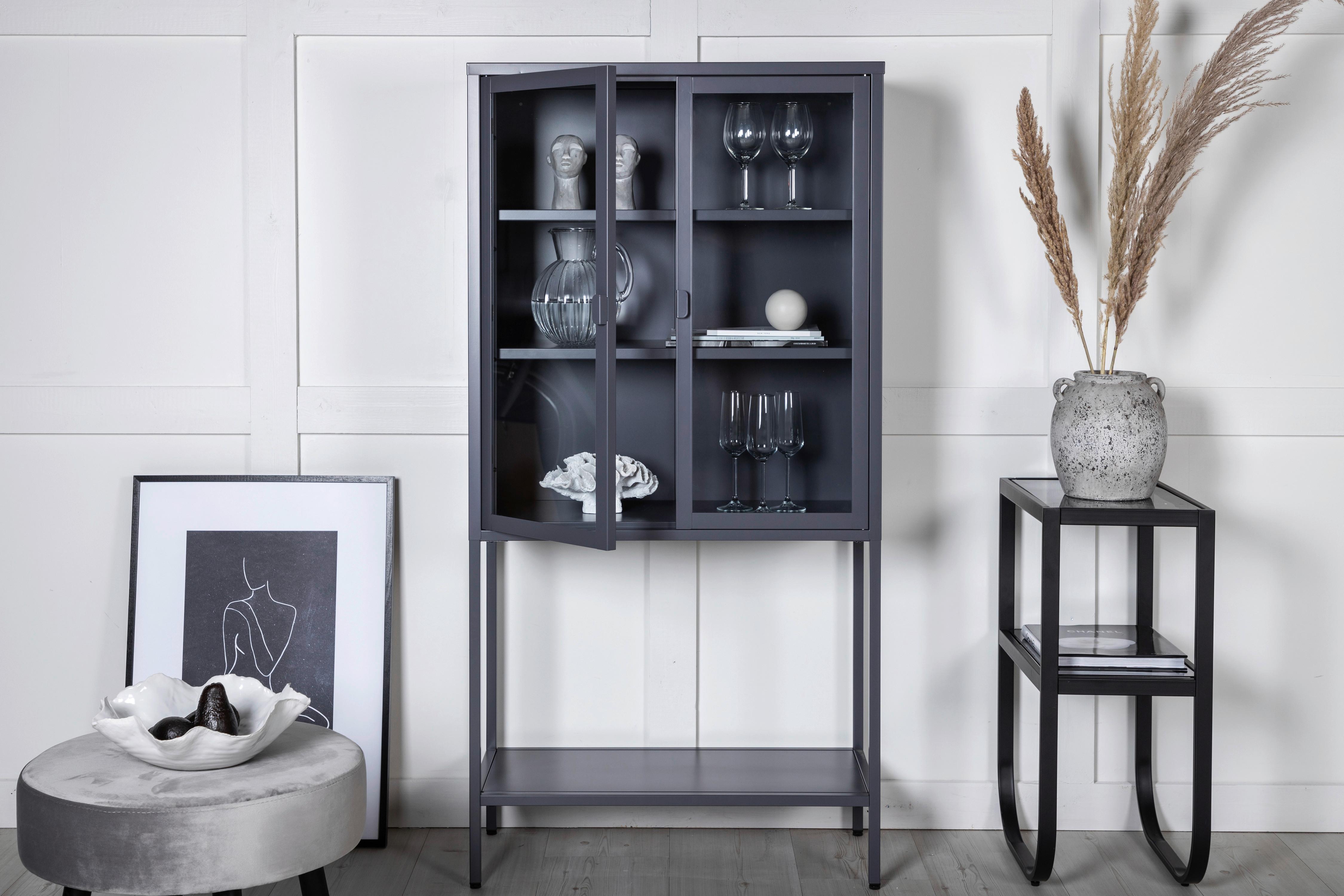 Vitrine Misha - Grau, Design, Metall (75/150/35cm) - Livetastic